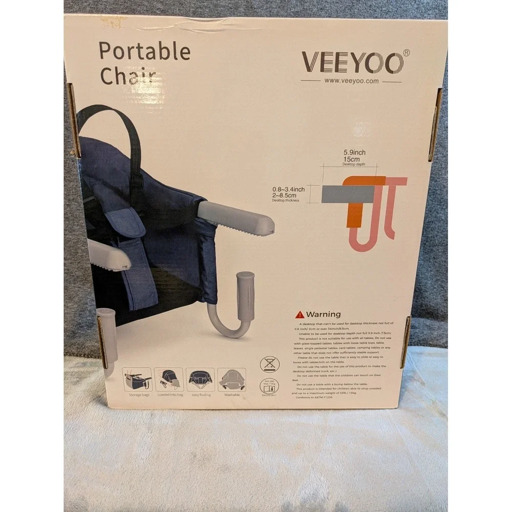Veeyoo Hook On High Chair Portable For Travel Or Restaurants White NIB
